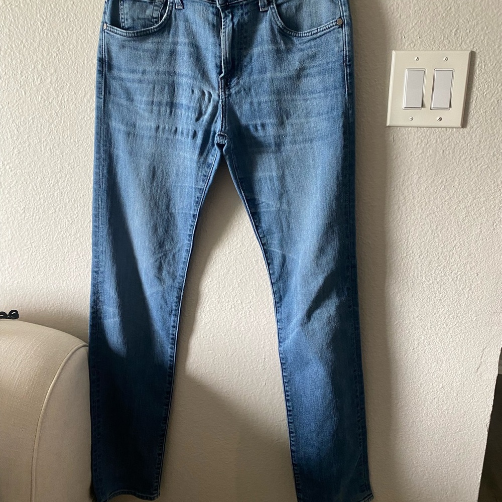 7 For All Mankind Slim Straight Light Blue Denim Jeans